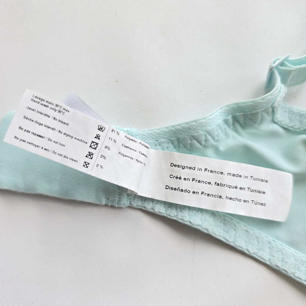 new Simone Perele Amour Plunge Underwire Bra Moulded Cups Blue Lace Size 32D - Picture 11 of 13